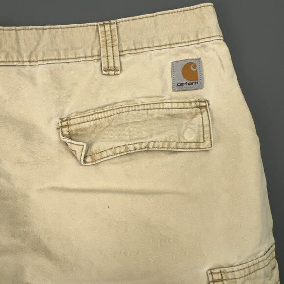 Carhartt Cargo Shorts Mens 40 Khaki Relaxed Fit Thrashed Utility Work Wear - Picture 10 of 12